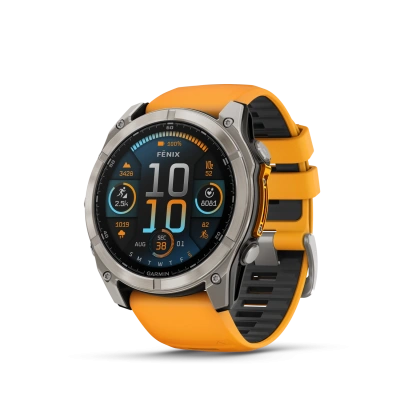 Garmin Fenix 8 - 51 мм AMOLED | SAPPHIRE | Titanium with Spark orange/graphite silicone band