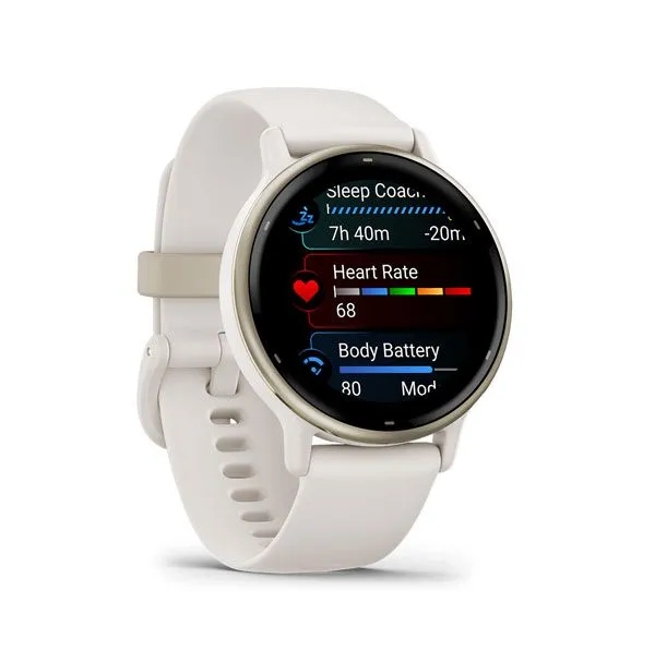 Garmin Vivoactive 5 | Cream Gold Aluminum Bezel with Ivory Case and Silicone Band