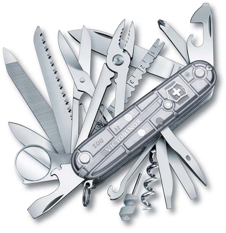 Нож Victorinox SwissChamp, 91 мм, 31 функция, полупрозрачный серебристый 1.6794.T7 от прозводителя Victorinox