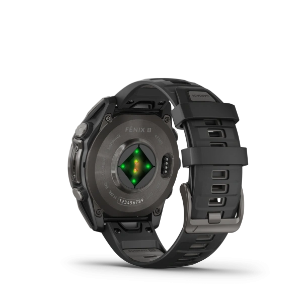 Garmin Fenix 8 - 47 мм AMOLED | SAPPHIRE | Carbon grey DLC titanium with Black/pebble grey silicone band