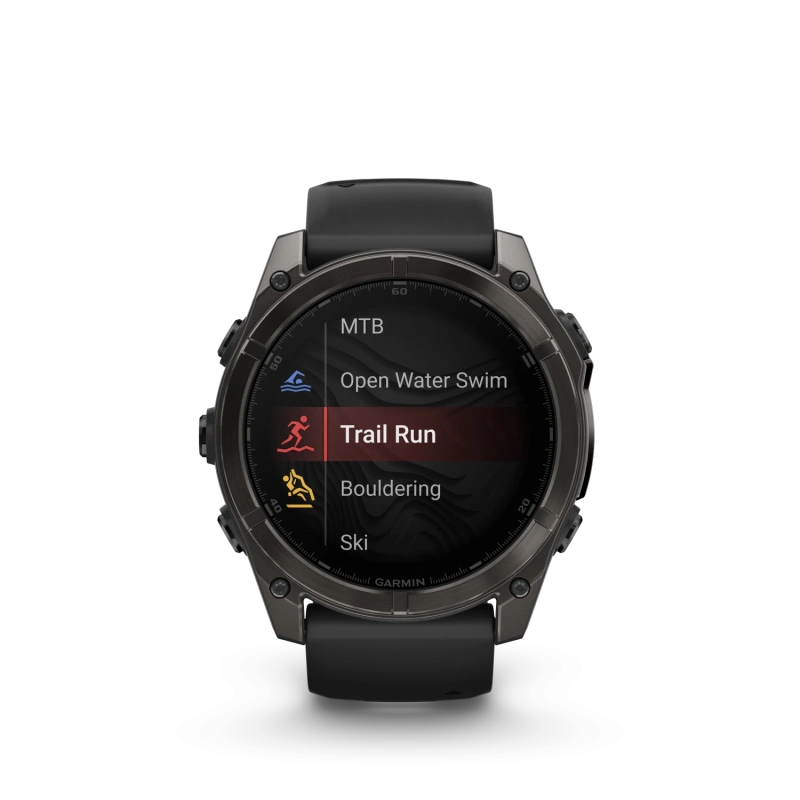 Garmin Fenix 8 - 51 мм AMOLED | SAPPHIRE | Carbon grey DLC with Black/pebble grey silicone band