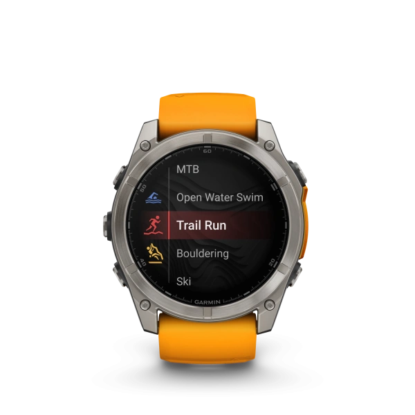 Garmin Fenix 8 - 51 мм AMOLED | SAPPHIRE | Titanium with Spark orange/graphite silicone band