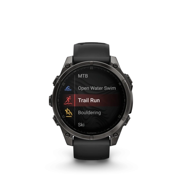 Garmin Fenix 8 - 47 мм AMOLED | SAPPHIRE | Carbon grey DLC titanium with Black/pebble grey silicone band