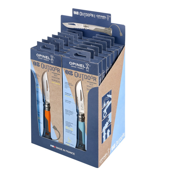 Набор-дисплей Opinel, 14 ножей №8 Outdoor Earth из нержав стали, 7 синих + 7 оранжевых, 001841 001841 от прозводителя Opinel