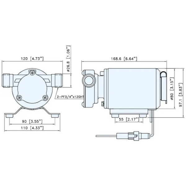 Насос водяной 400GPH, 168x120x97 мм, 12V, в комплекте 06201 от прозводителя TMC